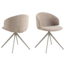 Elyria Beige Fabric Dining Chairs In Pair - UK