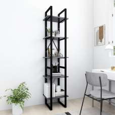 Emlen 40cm Wooden 5 Tier Bookcase In Grey - UK