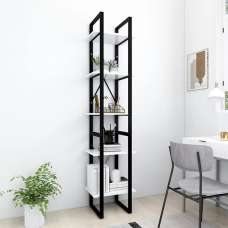 Emlen 40cm Wooden 5 Tier Bookcase In White - UK