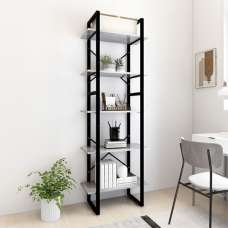 Emlen 60cm Wooden 5 Tier Bookcase In Concrete Effect - UK