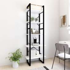 Emlen 60cm Wooden 5 Tier Bookcase In White - UK