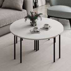 Emma Round Wooden Coffee Table in White - UK