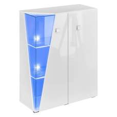 Emory High Gloss Display Cabinet With 2 Doors In White And LED - UK
