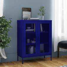 Emrik Steel Storage Cabinet With 2 Doors In Navy Blue - UK