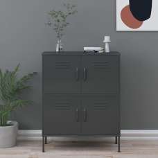 Emrik Steel Storage Cabinet With 4 Doors In Antracite - UK
