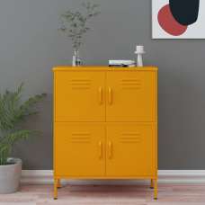 Emrik Steel Storage Cabinet With 4 Doors In Mustard Yellow - UK