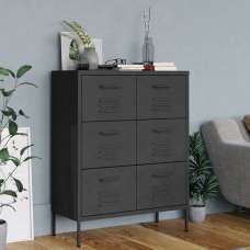 Emrik Steel Storage Cabinet With 6 Drawers In Anthracite - UK