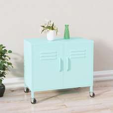 Emrik Steel Storage Cabinet With Castors In Mint - UK