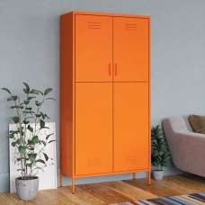 Emrik Steel Wardrobe With 2 Doors In Orange - UK