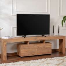 Enclor Wooden TV Stand with 2 Flap Doors in Atlantic Pine - UK
