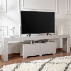 Enclor Wooden TV Stand with 2 Flap Doors in Grey - UK