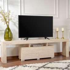 Enclor Wooden TV Stand with 2 Flap Doors in Travertine - UK