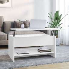 Engin Lift-Up Wooden Coffee Table In White - UK