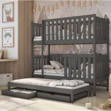 Enid Wooden Bunk Bed Bonnell Mattress And Trundle In Graphite - UK
