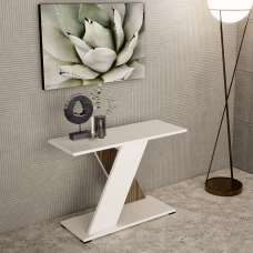Enna High Gloss Rectangular Console Table In White - UK