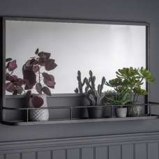 Enoch Overmantel Wall Mirror With Shelf In Charcoal - UK