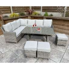 Enola Glass Top Garden Corner Dining Set In Grey - UK