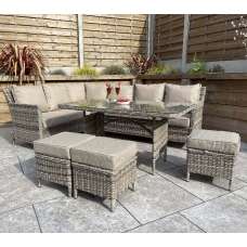 Enola Glass Top Garden Corner Dining Set In Nature Grey - UK