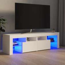 Enzo Wooden TV Stand In White With LED Lights - UK
