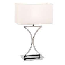 Epalle White Fabric Table Lamp In Chrome - UK