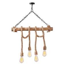 Erebos 4 Light Wooden Ceiling Pendant Light in Oak - UK