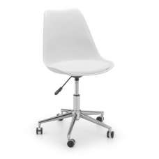 Edolie PU Fabric Office Chair In White And Chrome - UK