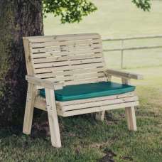 Erog Wooden Garden 2 Seater Bench In Natural - UK
