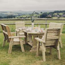 Erog Wooden Garden 6 Seater Dining Set In Natural - UK