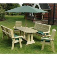 Erog Wooden Garden 8 Seater Dining Set In Natural - UK