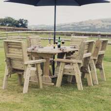 Erog Wooden Garden Dining Table With 6 Chairs In Natural - UK