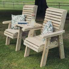 Erog Wooden Garden Straight Love Seat In Natural - UK