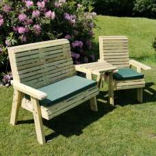 Erog Wooden Garden Trio Seating Seat In Natural - UK