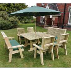 Erog Wooden Square Garden 8 Seater Dining Set In Natural - UK