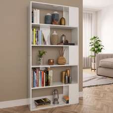 Errigal High Gloss Bookcase And Room Divider In White - UK