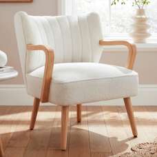 Escanaba Fabric Bedroom Chair With Wooden Frame - Cream - UK