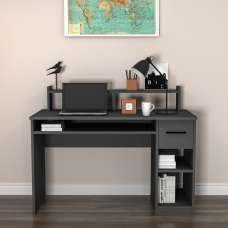 Eslem Wooden Computer Desk in Anthracite - UK