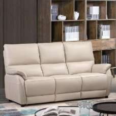 Essex Faux Leather 3 Seater Sofa In Chalk - UK