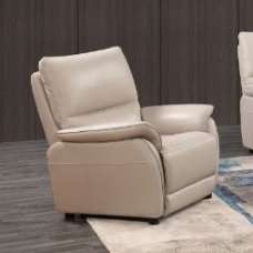 Essex Faux Leather Recliner 1 Seater Sofa In Chalk - UK