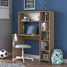 Estoril Wooden Laptop Desk with Bookshelf in Oak - UK