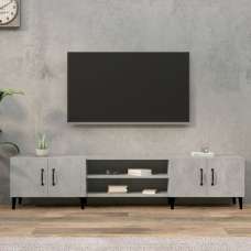 Ethan Wooden TV Stand With 4 Doors In Concrete Effect - UK