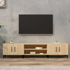 Ethan Wooden TV Stand With 4 Doors In Sonoma Oak - UK