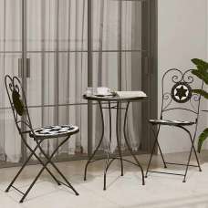 Etrix Garden Ceramic Top Bistro Set in Black and White - UK