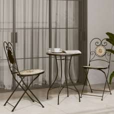 Etrix Garden Ceramic Top Bistro Set in Terracotta and White - UK