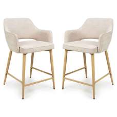 Eureka Natural Fabric Counter Bar Chairs with Oak Legs in Pair - UK