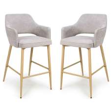Eureka Pewter Fabric Bar Chairs with Oak Legs in Pair - UK