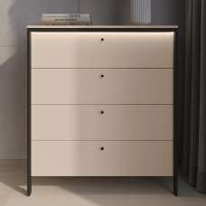 Eureka Wooden Chest Of 4 Drawers In Beige And LED - UK