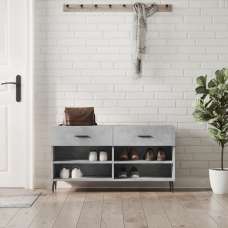 Eureka Wooden Shoe Storage Bench 2 Drawers In Concrete Effect - UK