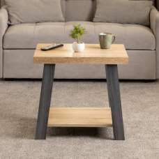 Eureka Wooden Side Table In Grey And Sonoma - UK