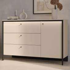 Eureka Wooden Sideboard With 1 Door 3 Drawers In Beige And LED - UK