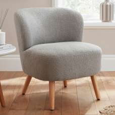 Evans Fabric Accent Chair With Wooden Legs In Grey - UK